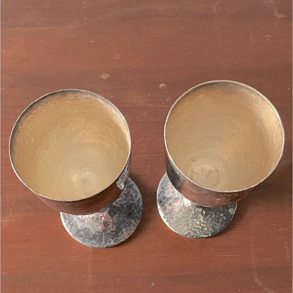 🖤Emilia Castillo Ltd Ed. Mexico Sterling Silver Pair of Wine Goblets w/ Sound🖤 - Picture 3 of 6